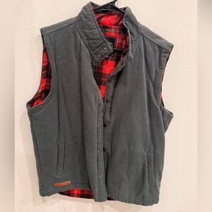 Simply Southern Gray Vest with Red Plaid Interior